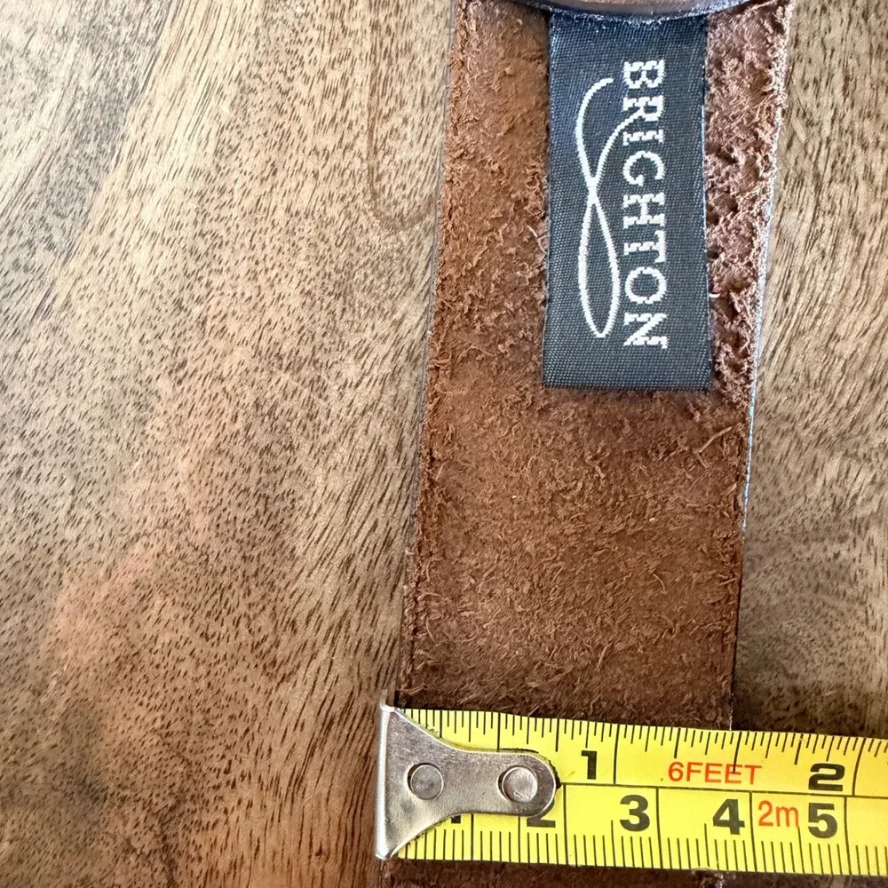 Brighton Brown Leather Belt with Silver Distressed Buckle